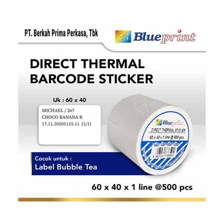 STIKER LABEL BLUEPRINT 60X40X1@500 FOR THERMAL LABEL PRINTER (BP-DTS60401) DIRECT THERMAL
