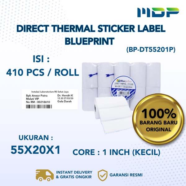 STIKER LABEL BLUEPRINT 55X20X1@410 FOR THERMAL LABEL PRINTER (BP-DT55201P)
