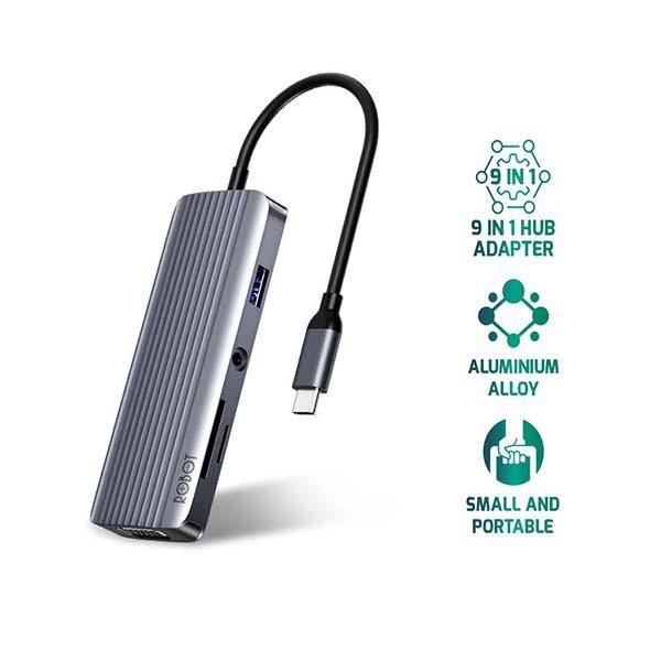 USB HUB & TYPE C HUB ADAPTER HT590 GREY ROBOT