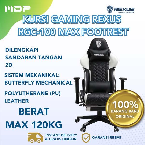 GAMING CHAIR REXUS RGC-100 MAX FOOTREST (BLACK WHITE)