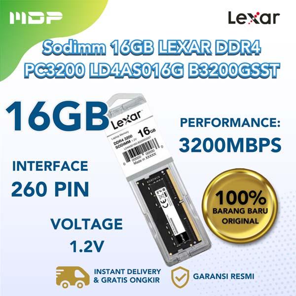 MEMORY 16GB  DDR4 LEXAR PC3200 LD4AS016G-B3200GSST