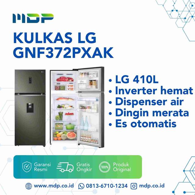 KULKAS LG GNF372PXAK SMART INVERTER + DISPENSER (2 DOORS/410L)