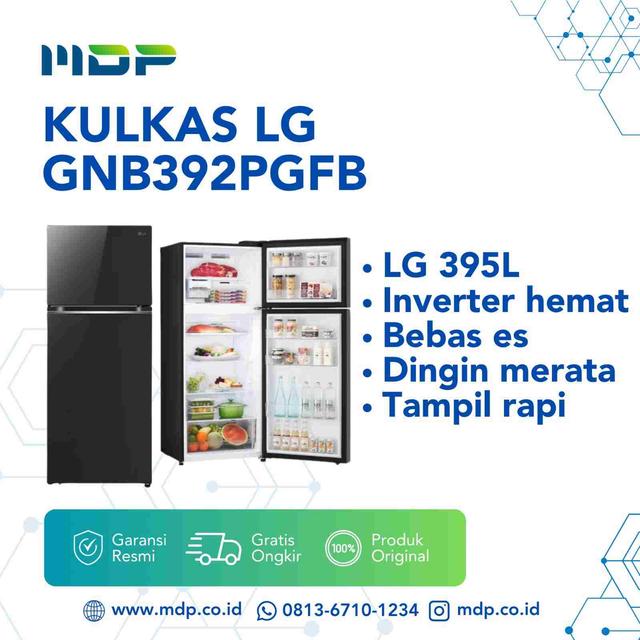 KULKAS LG GNB392PGFB (2 DOORS/395L) INVERTER 