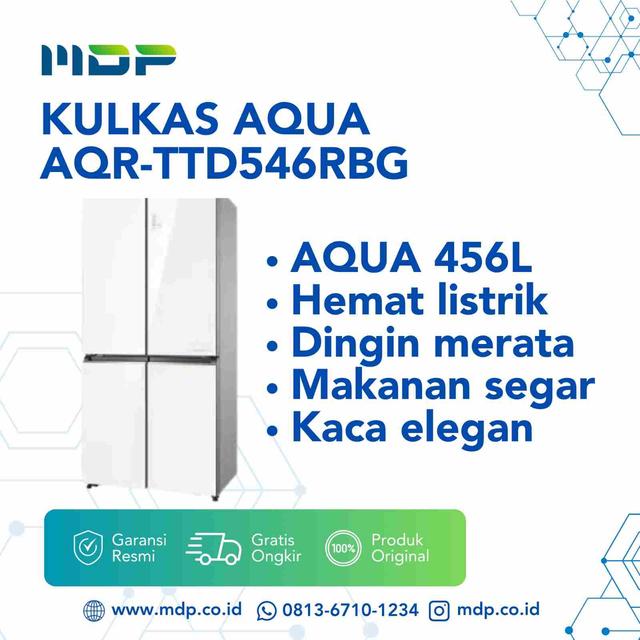 KULKAS AQUA AQR-TTD546RBG MULTI DOOR ( 4 DOORS/ 456L) WHITE
