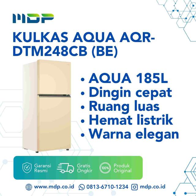 KULKAS AQUA AQR-DTM248CB (BE) ( 2 DOORS/185L) BEIGE