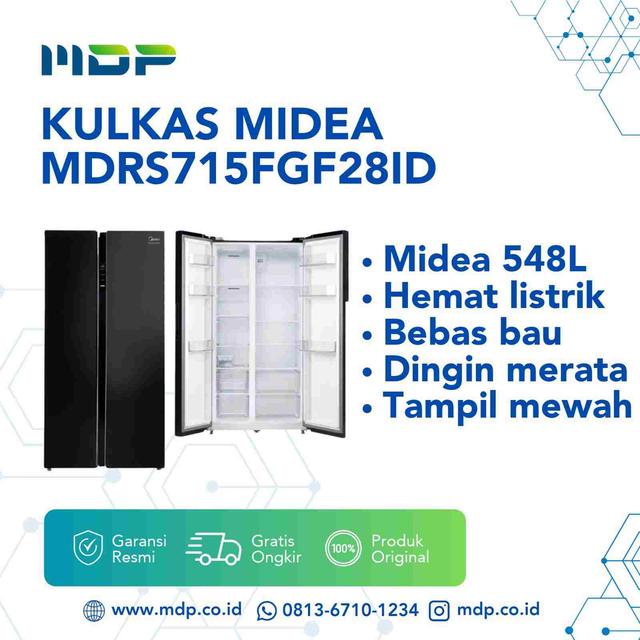KULKAS MIDEA MDRS715FGF28ID SIDE BY SIDE ( 2 DOORS / 548L )