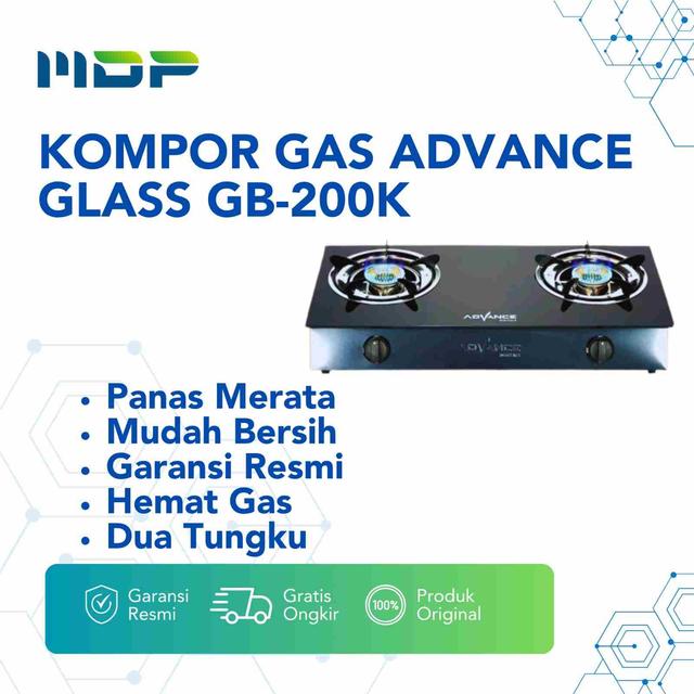 KOMPOR GAS ADVANCE GLASS GB-200K ( 2 TUNGKU )
