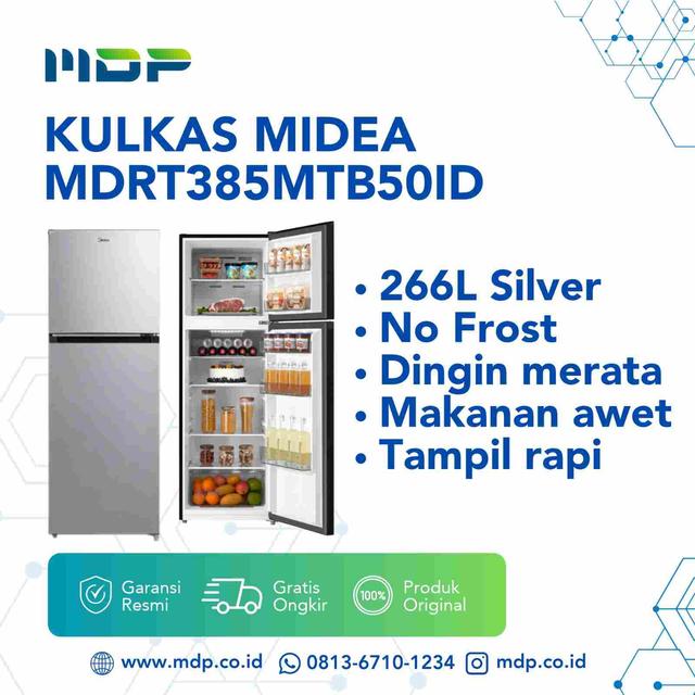 KULKAS MIDEA MDRT385MTB50ID (2 DOORS/266L/SILVER)