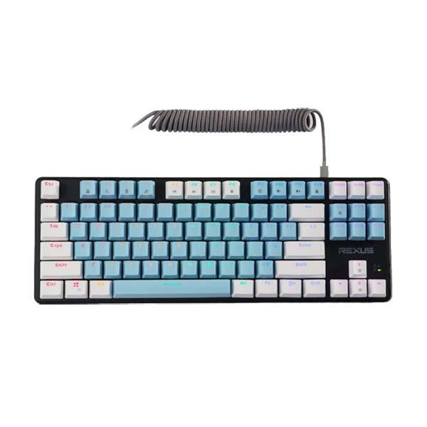 KEYBOARD GAMING REXUS MECHANICAL MX5.2 BLUE-WHITE  02 KEYCAPS BLUE SWITCH 