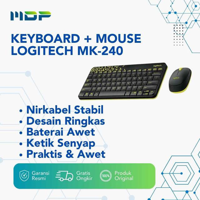 KEYBOARD + MOUSE LOGITECH MK-240 WIRELESS (MIC COLOR)