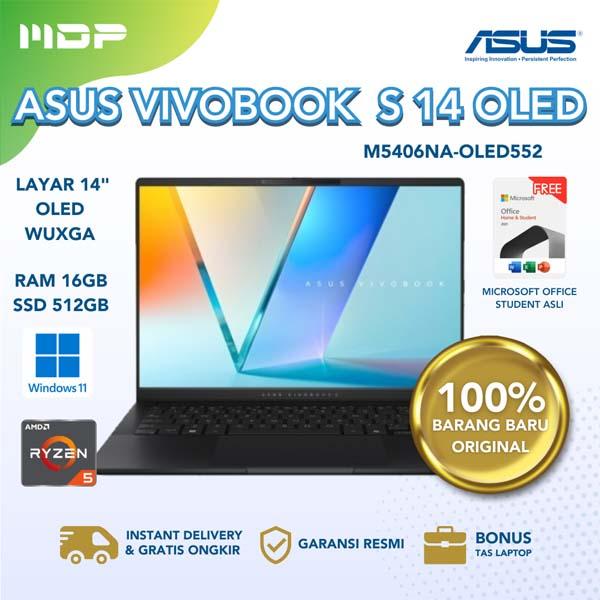 NOTEBOOK ASUS VIVOBOOK M5406NA-OLED552 (NEUTRAL BLACK) : AMD R5-7535HS,UMA,16GB,512GB SSD,WUXGA,WIN 11+OHS