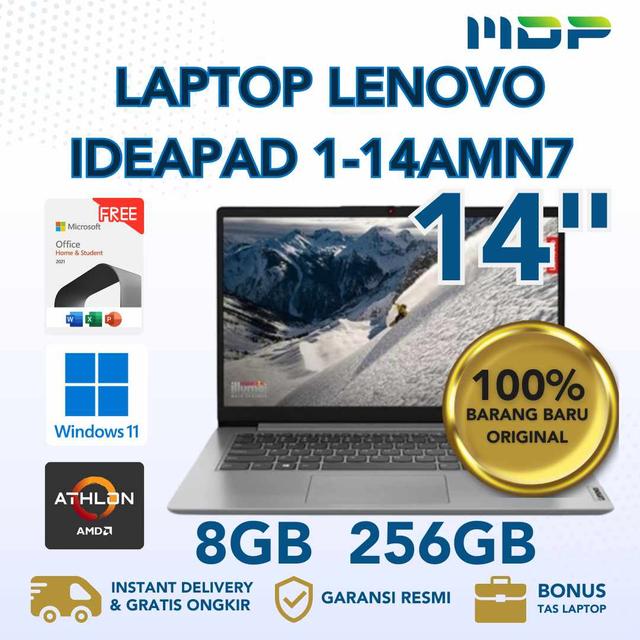 NOTEBOOK LENOVO IP 1-14AMN7 (82VF00A6ID) : AMD ATHLON-7120U,8GB LPDDR5-5500,256GB SSD M.2 2242 PCIE,AMD RADEON 610M GRAPHICS,14"HD TN 220NITS,WIN 11 HOME+OHS 2021(BACKPACJ-Q17225)
