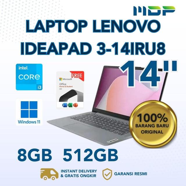NOTEBOOK LENOVO IP 3-14IRU8 (82X6006FID) ARTIC GREY : INTEL CORE I3-1315U,8GB LPDDR5-4800,512GB SSD M.2 2242 PCIE,INTEL UHD GRAPHICS,14"FHD,WIN 11+OHS+M365 (BACKPACK-Q17225/4313)