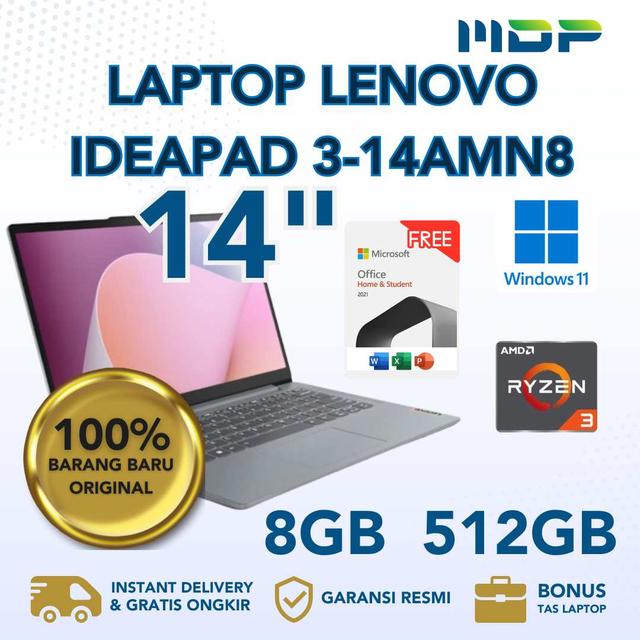 NOTEBOOK LENOVO IP 3-14AMN8 (82XN009WID) ARTIC GREY: AMD R3-7320U,8GB,512GB SSD,14.0"FHD,WIN 11 HOME+OHS+M365 (BACKPACK Q17225)