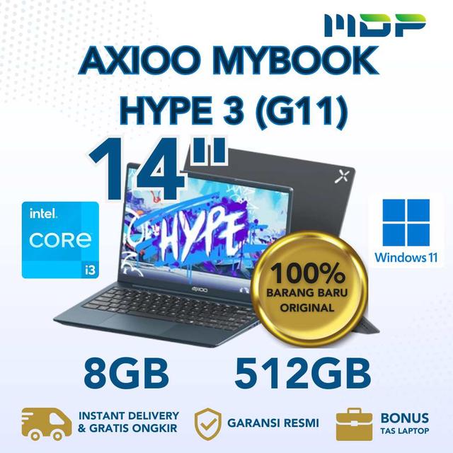 NOTEBOOK AXIOO MYBOOK HYPE 3 (G11) (NBAXMH-C3B-085R1) GREY : INTEL CORE I3-1125G4,8GB,512GB SSD,14"FHD WIN 11 (SLEEVCASE)