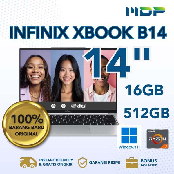 NOTEBOOK INFINIX XBOOK B14 (SILVER) : AMD R7-7735HS,16GB,512GB SSD,14"WUXGA IPS,WIN 11 (+BACPACK INTEL GREY)+BN1948