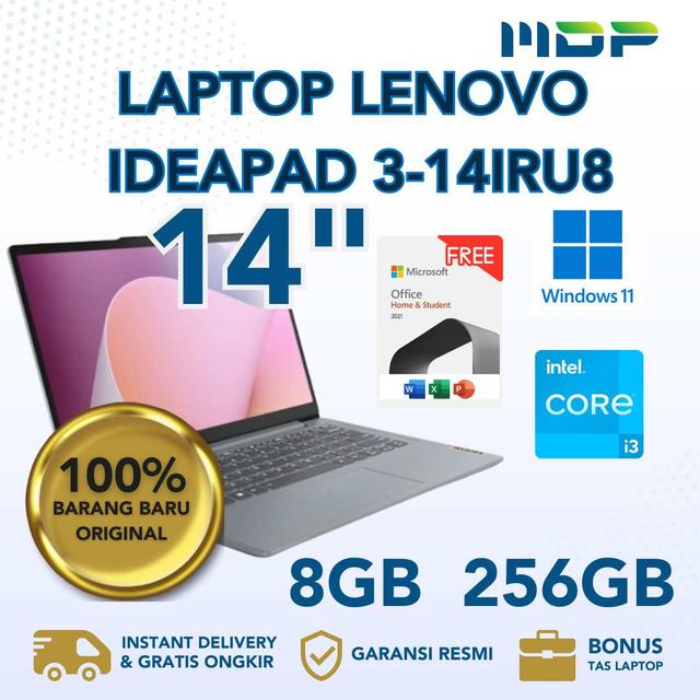 NOTEBOOK LENOVO IP 3-14IRU8 (82X6006DID) ARTIC GREY : INTEL CORE I3-1315U,8GB,256GB SSD,14"FHD,WIN 11+OHS+M365 (BACKPACK Q17225)