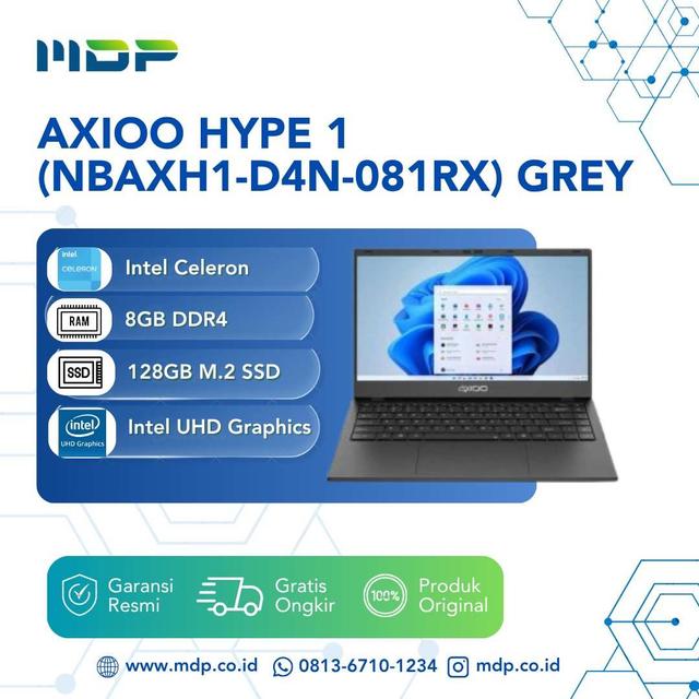 NOTEBOOK AXIOO HYPE 1 (NBAXH1-D4N-081RX) GREY : INTEL CELERON N4020,8GB,128GB SSD M2,14"FHD, DOS (NO TAS)