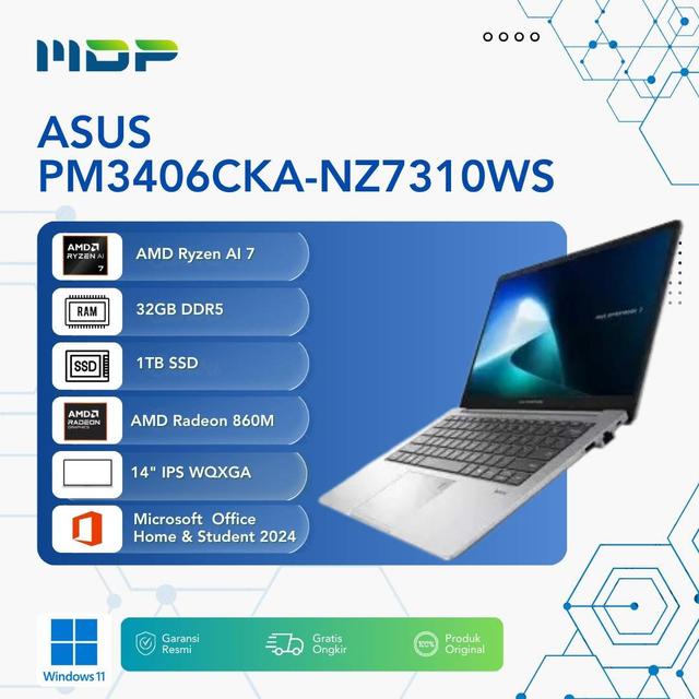 NOTEBOOK ASUS PM3406CKA-NZ7310WS : AMD AI R7-3500,32GB DDR5,1TB SSD PCIE G4,IPS WQXGA,WIN 11 HOME+OHS+M365
