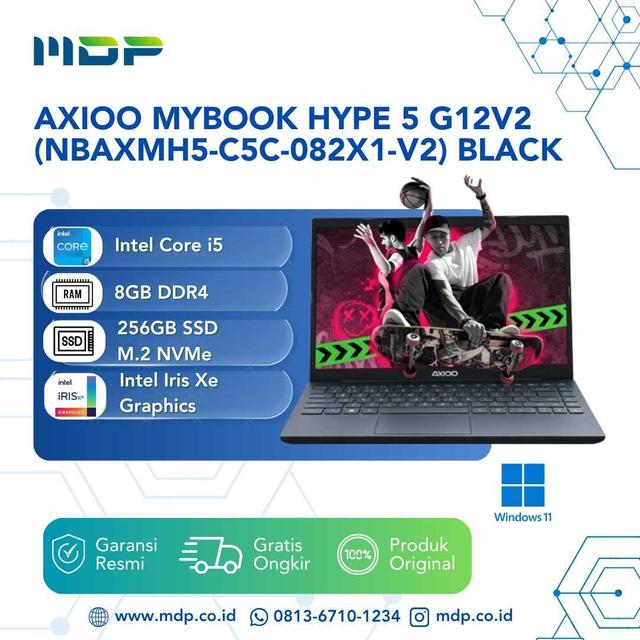 NOTEBOOK AXIOO MYBOOK HYPE 5 G12V2 (NBAXMH5-C5C-082X1-V2) BLACK : INTEL CORE I5-1235U,8GB,256GB SSD,14",WINDOWS (SLEEVCASE)