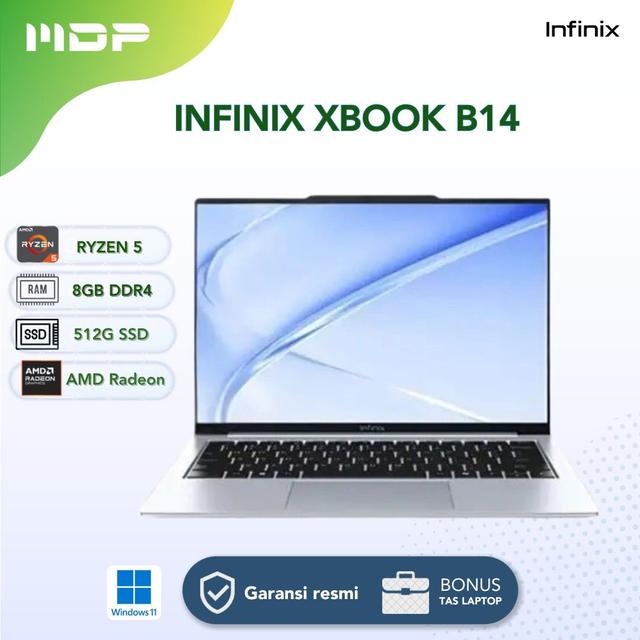 NOTEBOOK INFINIX XBOOK B14 (SILVER)(BL41A7H) : AMD R5-7535HS,8GB,512GB SSD,14"WUXGA IPS,WIN 11(+ BACPACK GRAY)(4894947109683)
