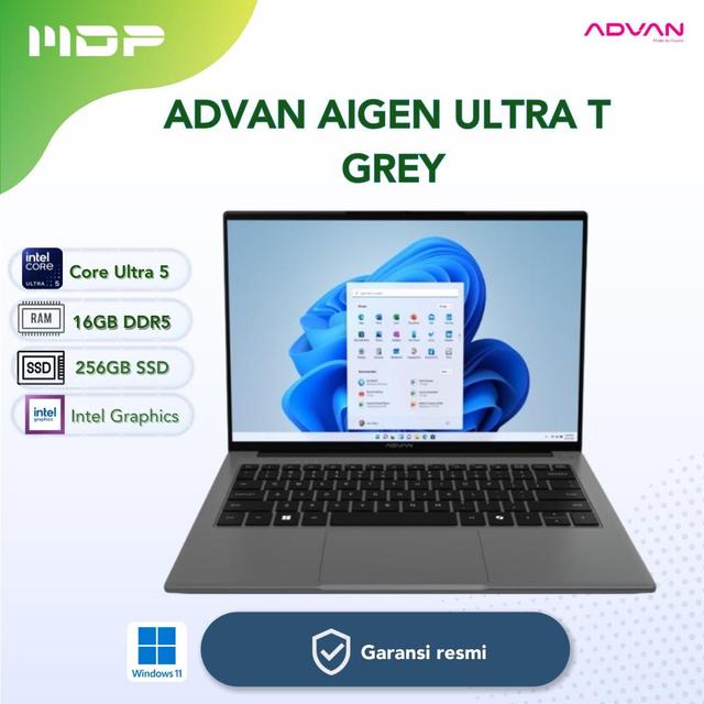 NOTEBOOK ADVAN AIGEN ULTRA T GREY : INTEL CORE ULTRA 5-115U ,16GB LPDDR5, 256 GB 14" FHD+IPS TOUCH SCREEN W11 (NO TAS)
