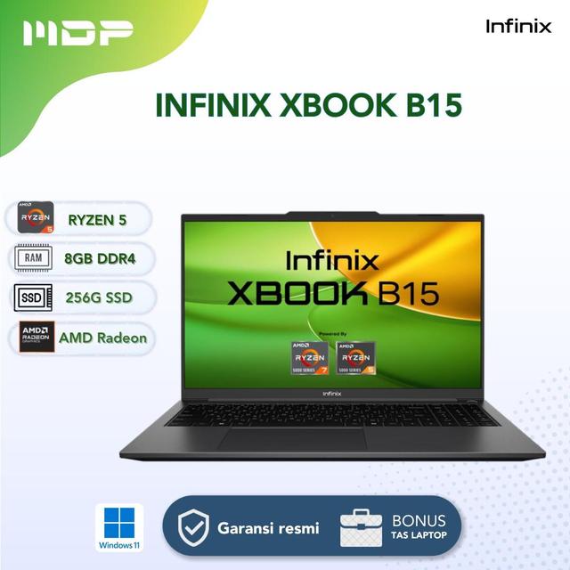 NOTEBOOK INFINIX XBOOK B15 (SILVER) : AMD R5-5500,8GB,256GB SSD,15.6"FHD,IPS WIN 11 (BACKPACK GREY)