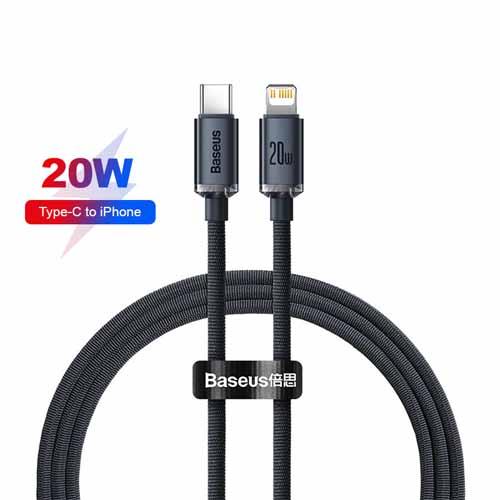 BASEUS CRYSTAL SHINE TYPE C TO LIGHTNING 20W (1,2M)(MIX COLOR)