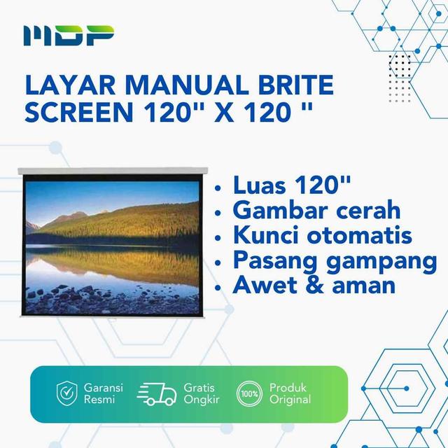 LAYAR MANUAL BRITE SCREEN 120" X 120"(MAS-3030)