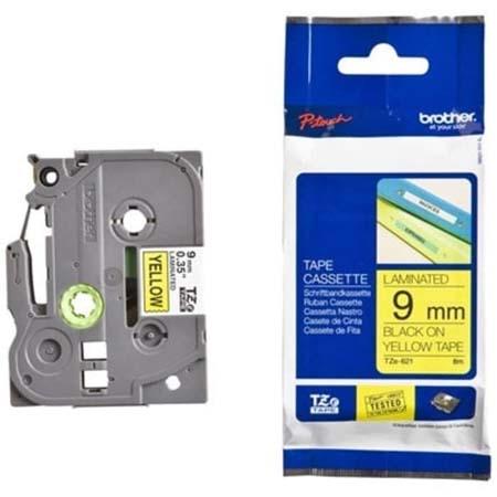 TAPE P-TOUCH BROTHER BLACK ON YELLOW TZE-621 (9MM)