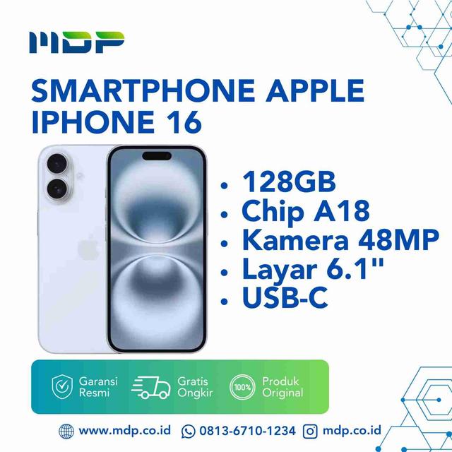 SMARTPHONE APPLE IPHONE 16 128GB TEAL #MYED3SA/A (195949822643)(G103)
